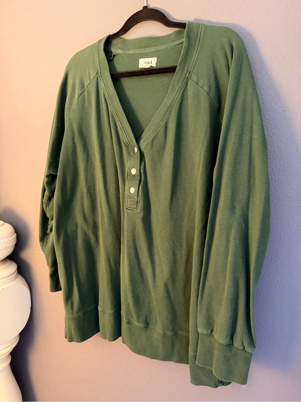 Pact Forest Green Henley Sweatshirt